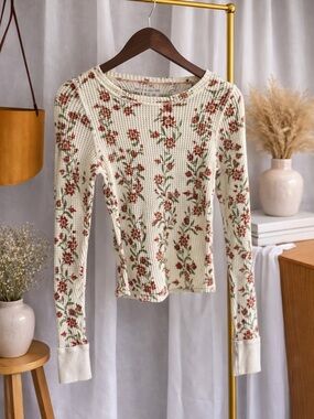 We The Free Cream Floral Long-Sleeve Thermal Top